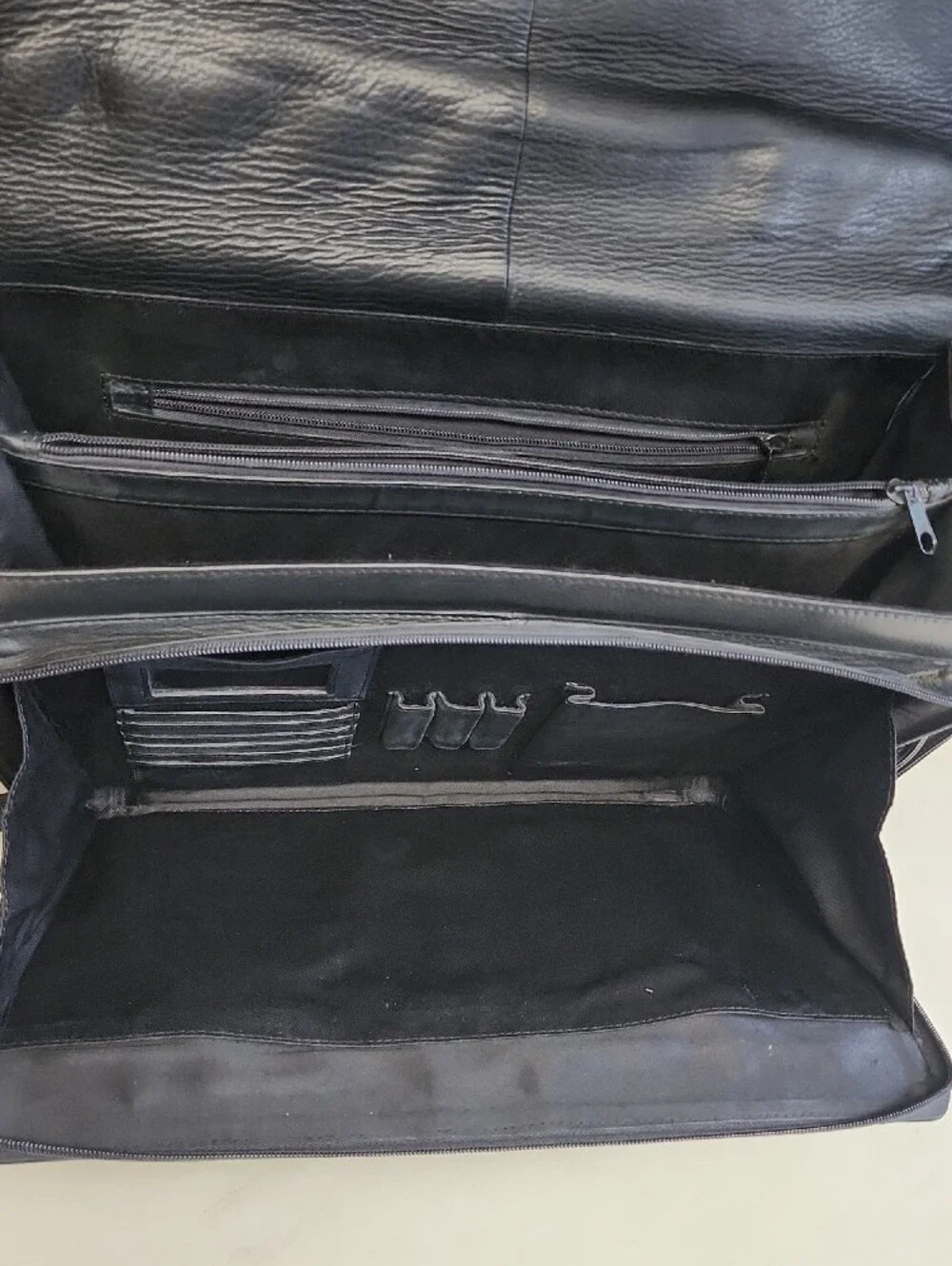 Pelle Studio Black Leather Briefcase with Silver Lock